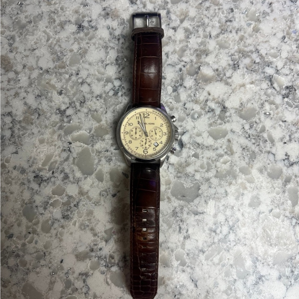 Michael Kors Brown Leather Strap Watch